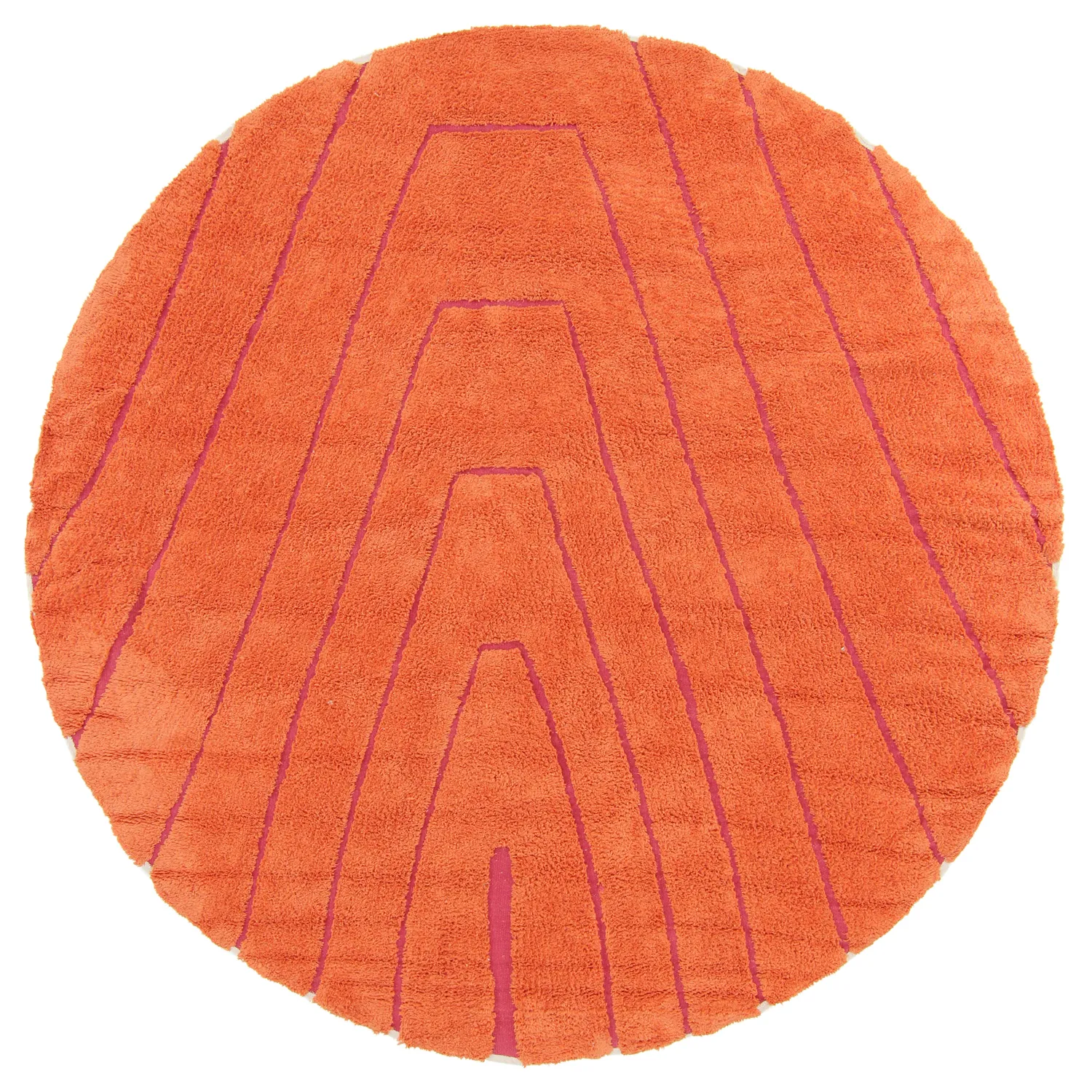 Rundt tæppe - Sivia Natural Cotton Shaggy (rød/orange)