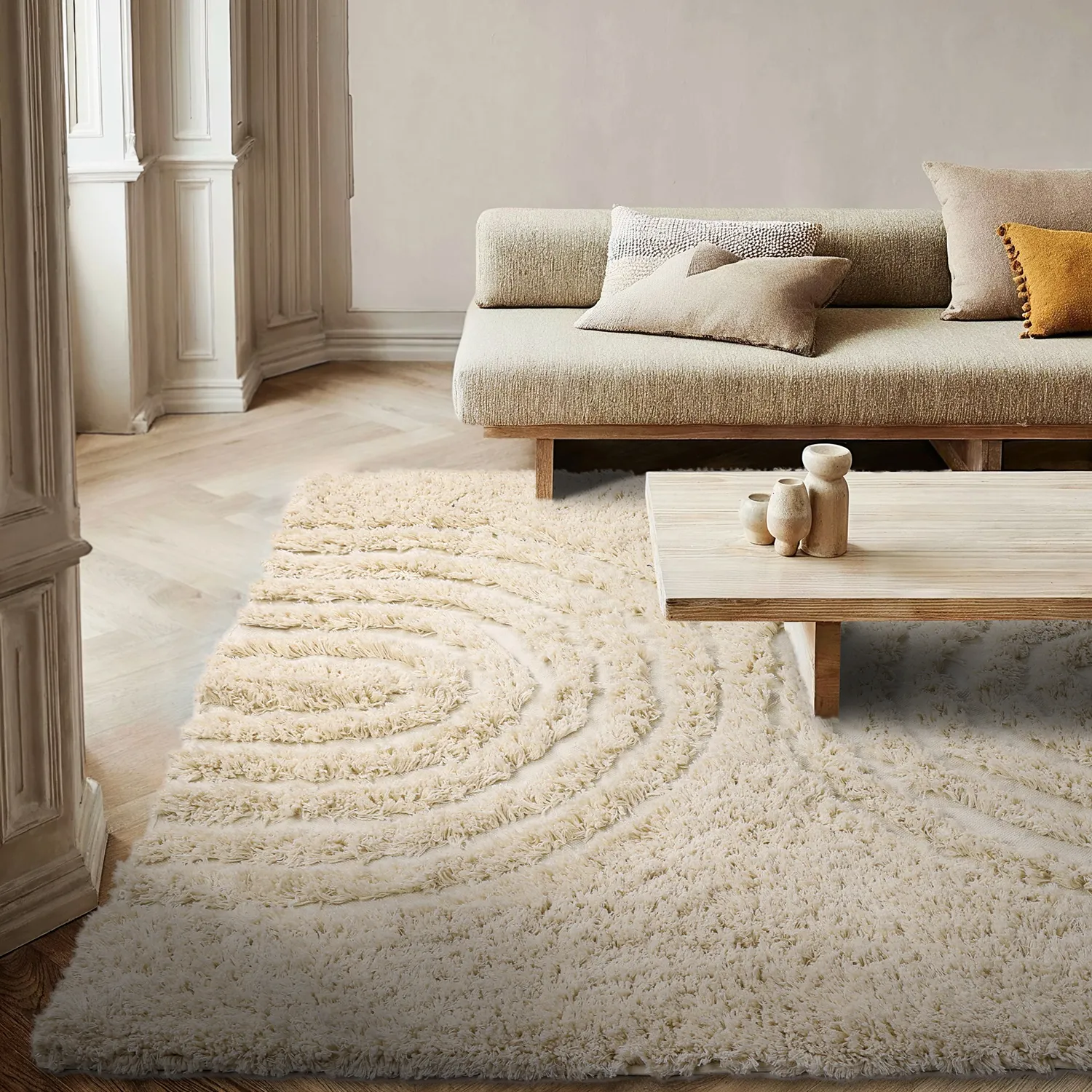 Ryatæpper - Sivota Natural Cotton Shaggy (off-white)
