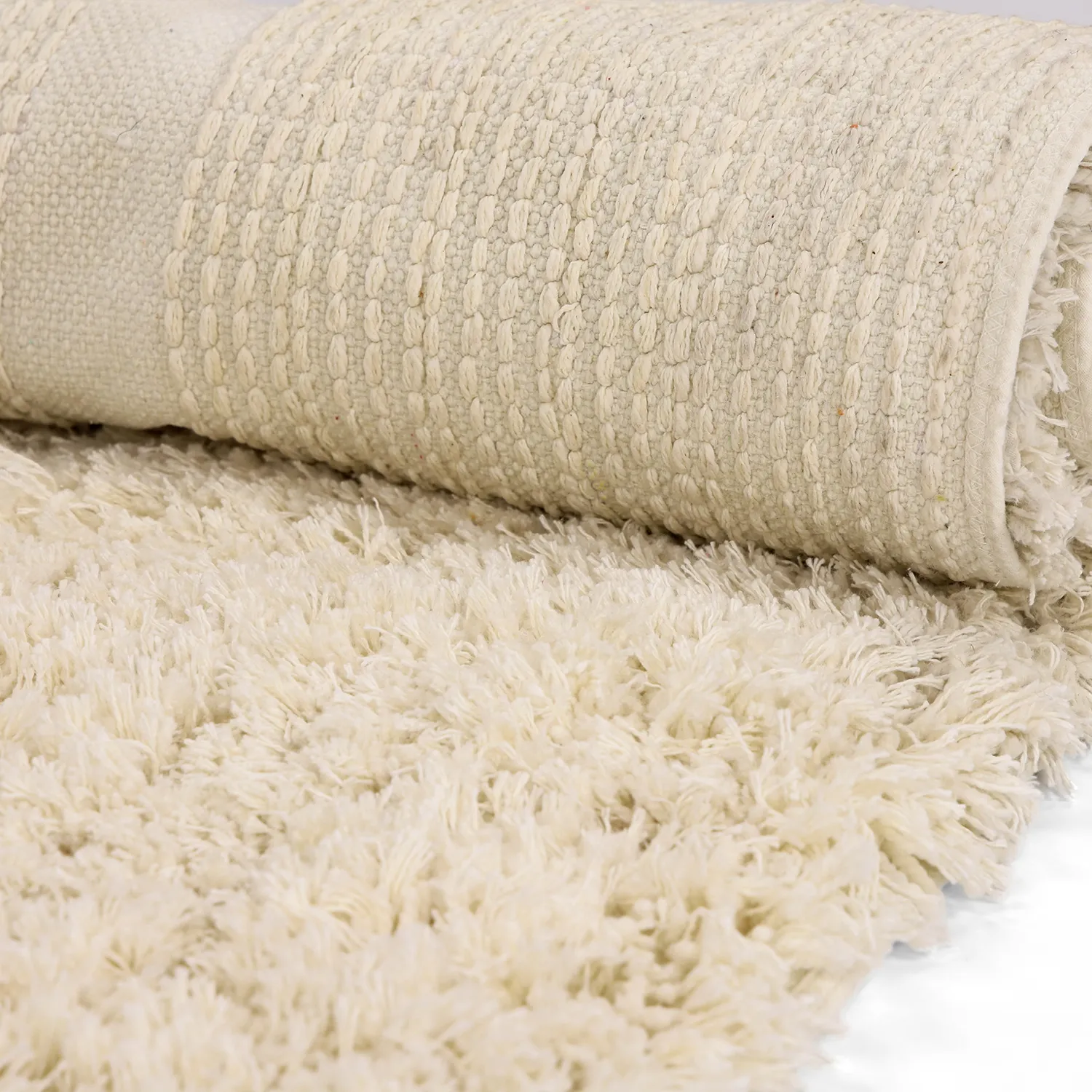 Ryatæpper - Sivota Natural Cotton Shaggy (off-white)