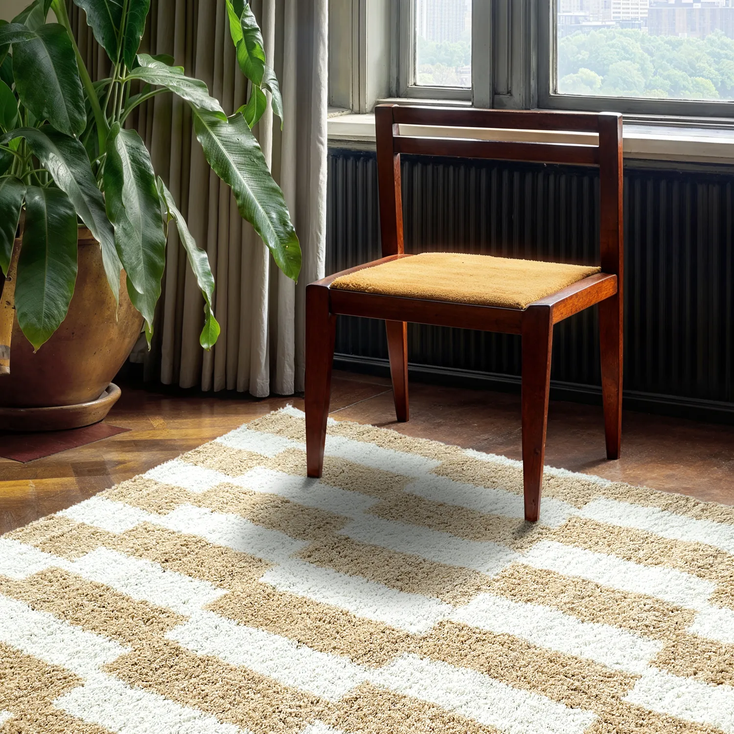 Ryatæpper - Tamri (beige/hvid)