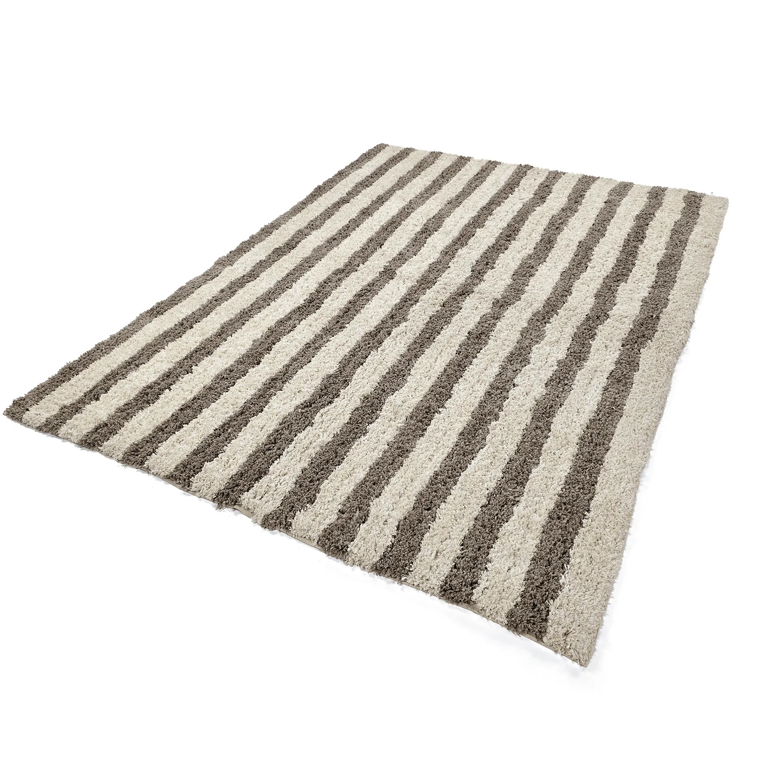 Ryatæpper - Thira Stripe Cotton Shaggy (creme/taupe)