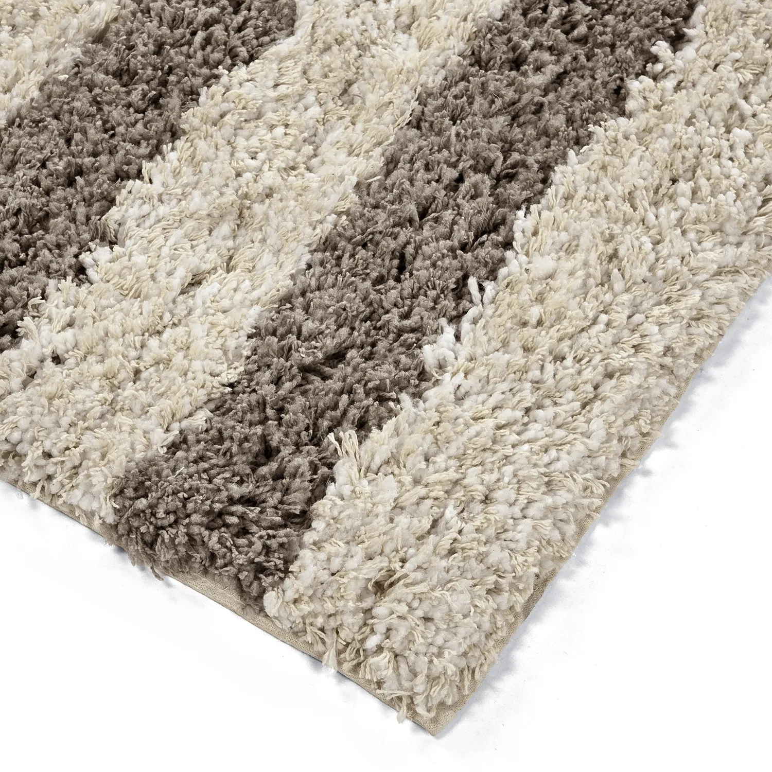 Ryatæpper - Thira Stripe Cotton Shaggy (creme/taupe)