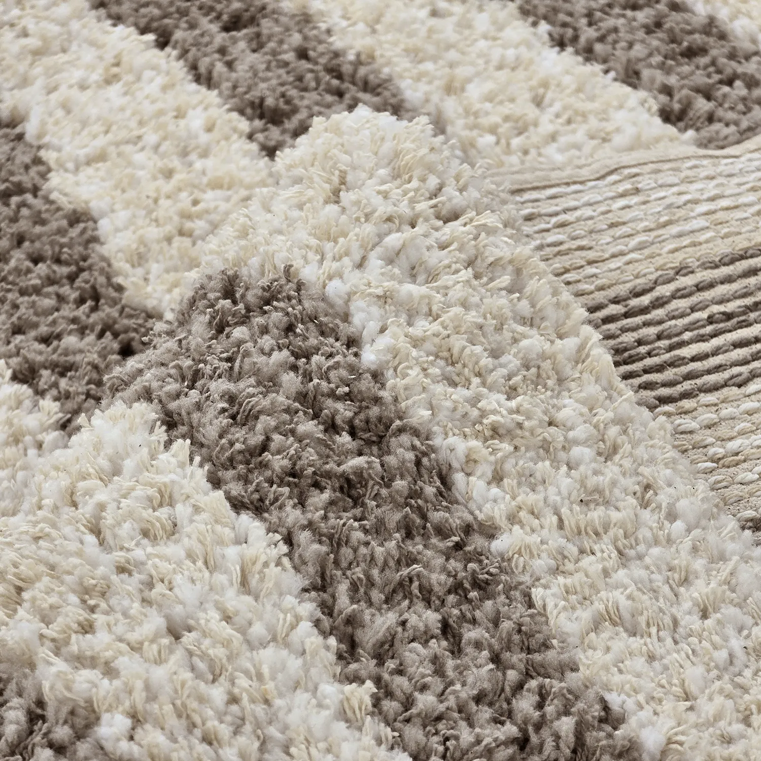 Ryatæpper - Thira Stripe Cotton Shaggy (creme/taupe)