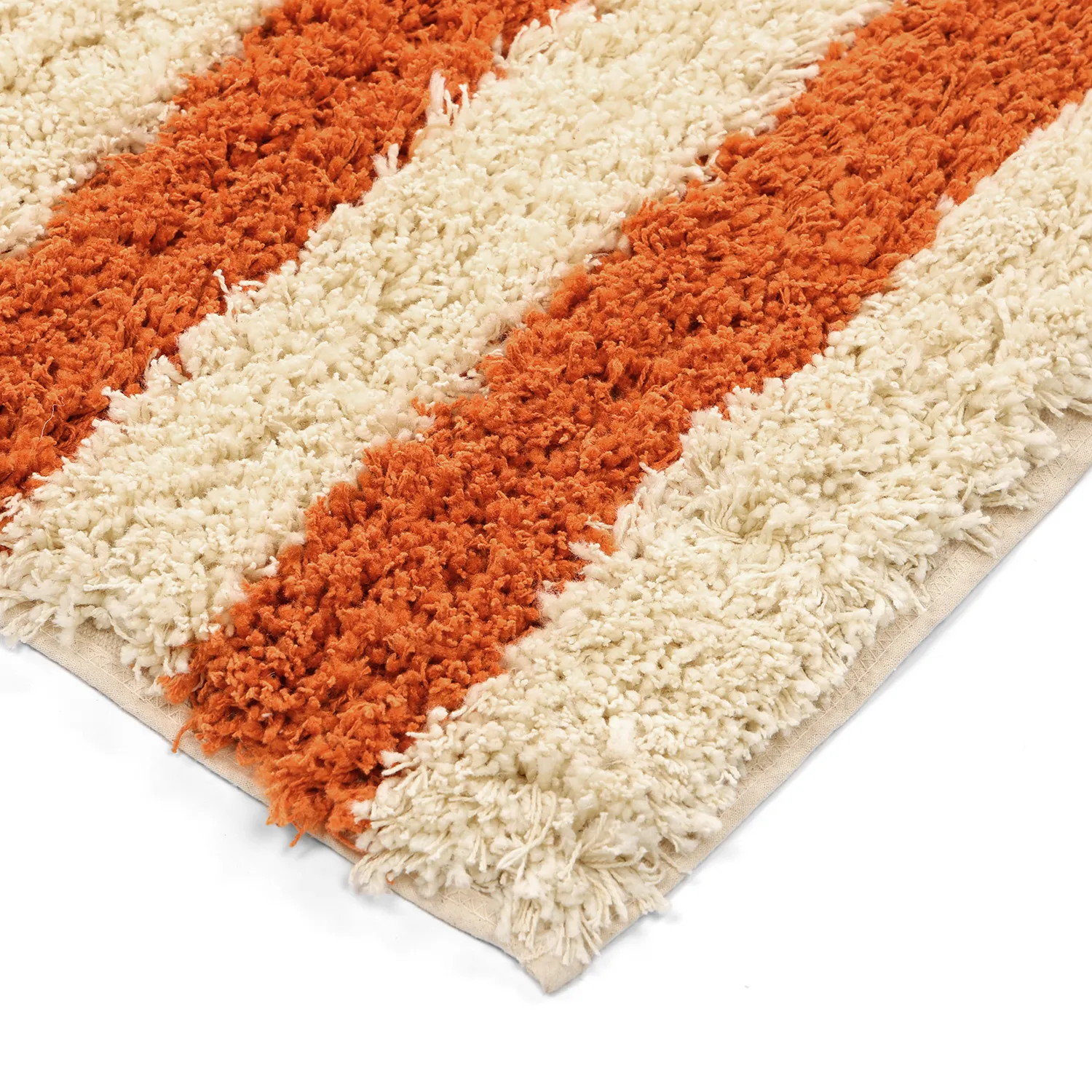 Ryatæpper - Thira Stripe Cotton Shaggy (lysegul/lys orange)