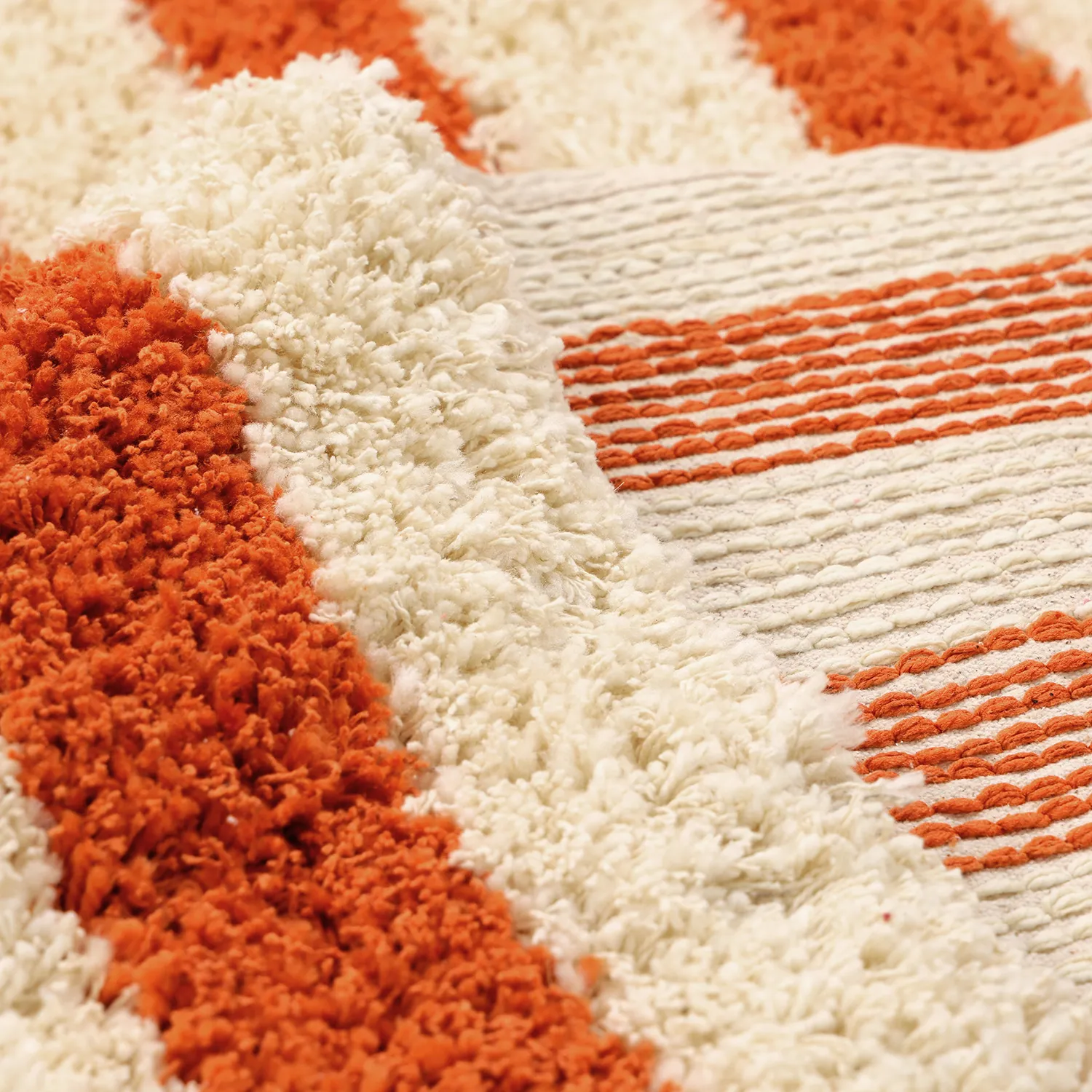 Ryatæpper - Thira Stripe Cotton Shaggy (lysegul/lys orange)