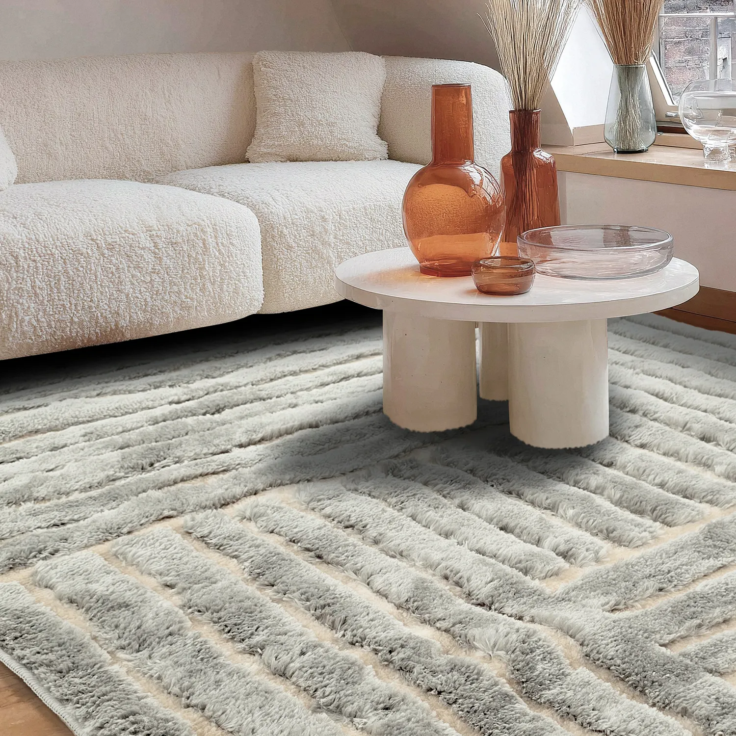 Ryatæpper - Tyros (creme/grå)