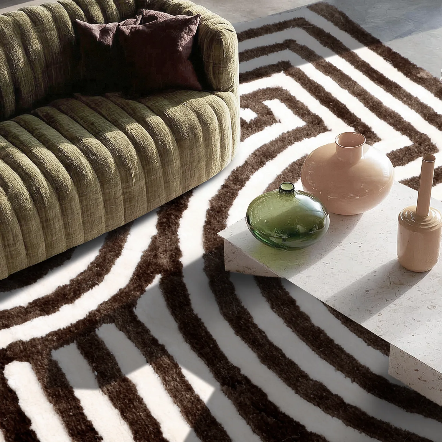 Ryatæpper - Volos (creme/brun)