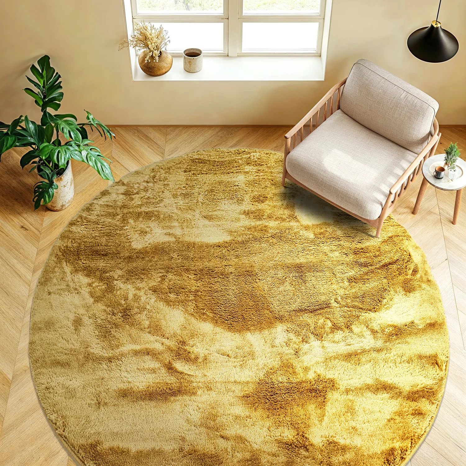 Runde tæpper - Aranga Super Soft Fur (ochre)