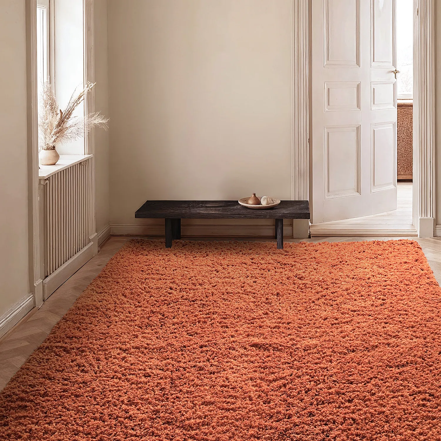 Ryatæpper - Combarro Solid Cotton Shaggy (lys orange)