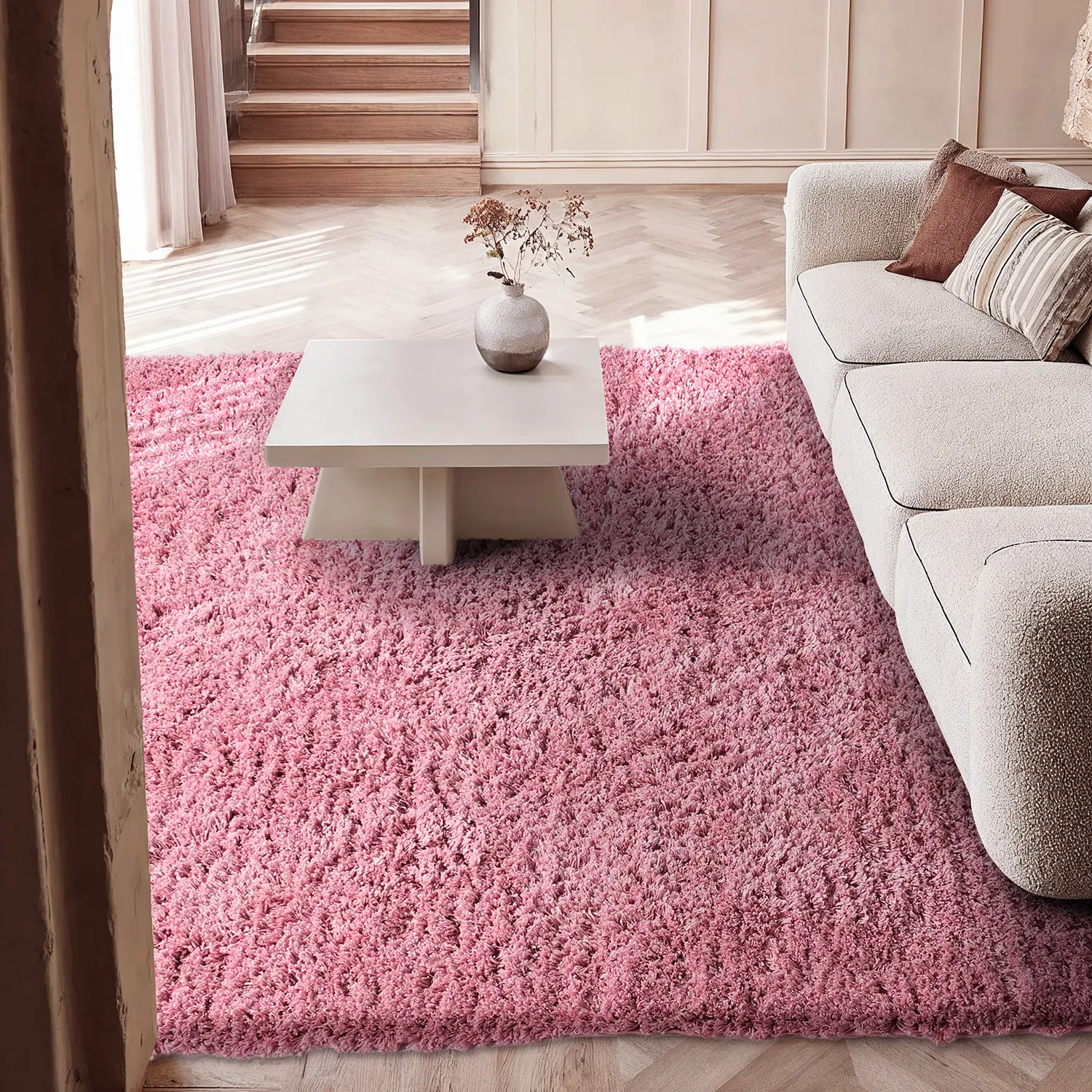 Ryatæpper - Combarro Solid Cotton Shaggy (lyserosa)