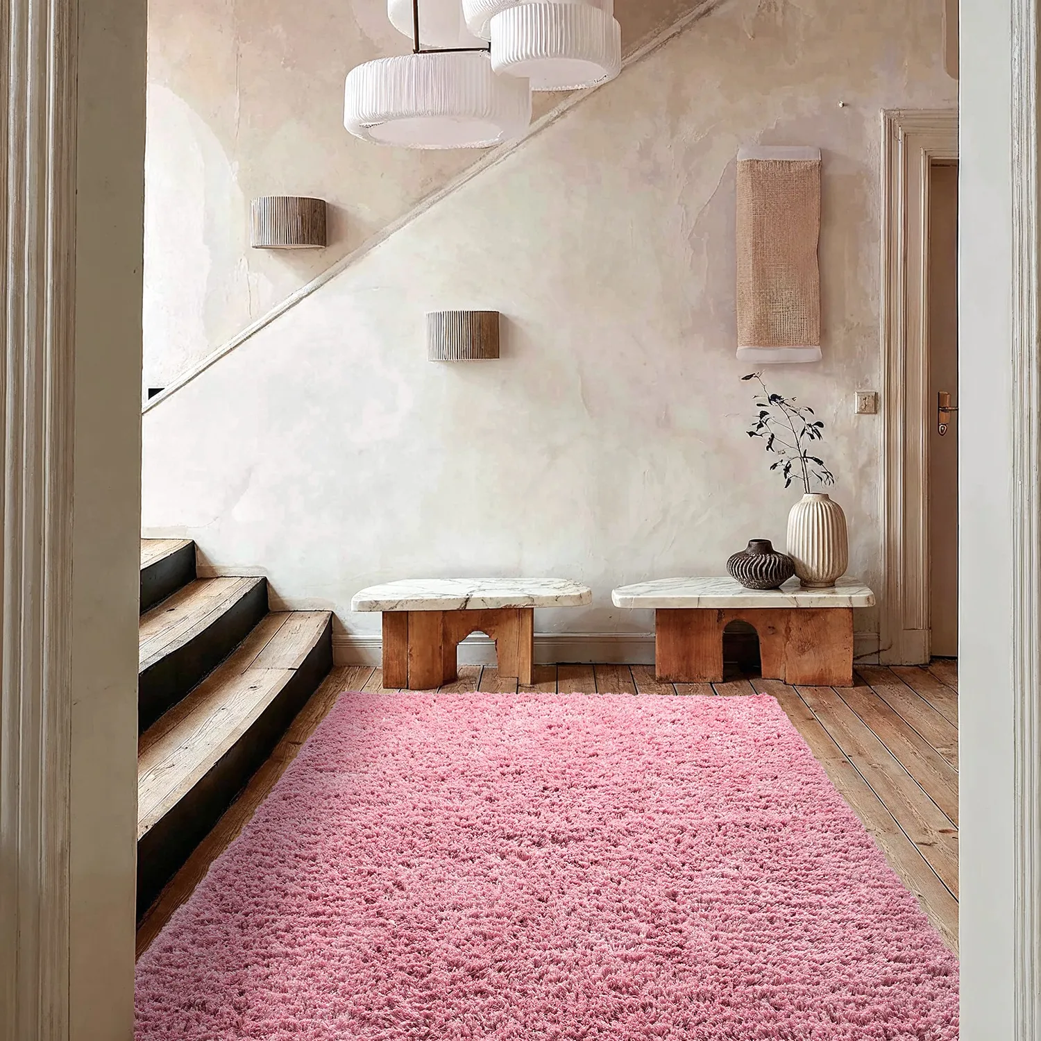 Ryatæpper - Combarro Solid Cotton Shaggy (lyserosa)