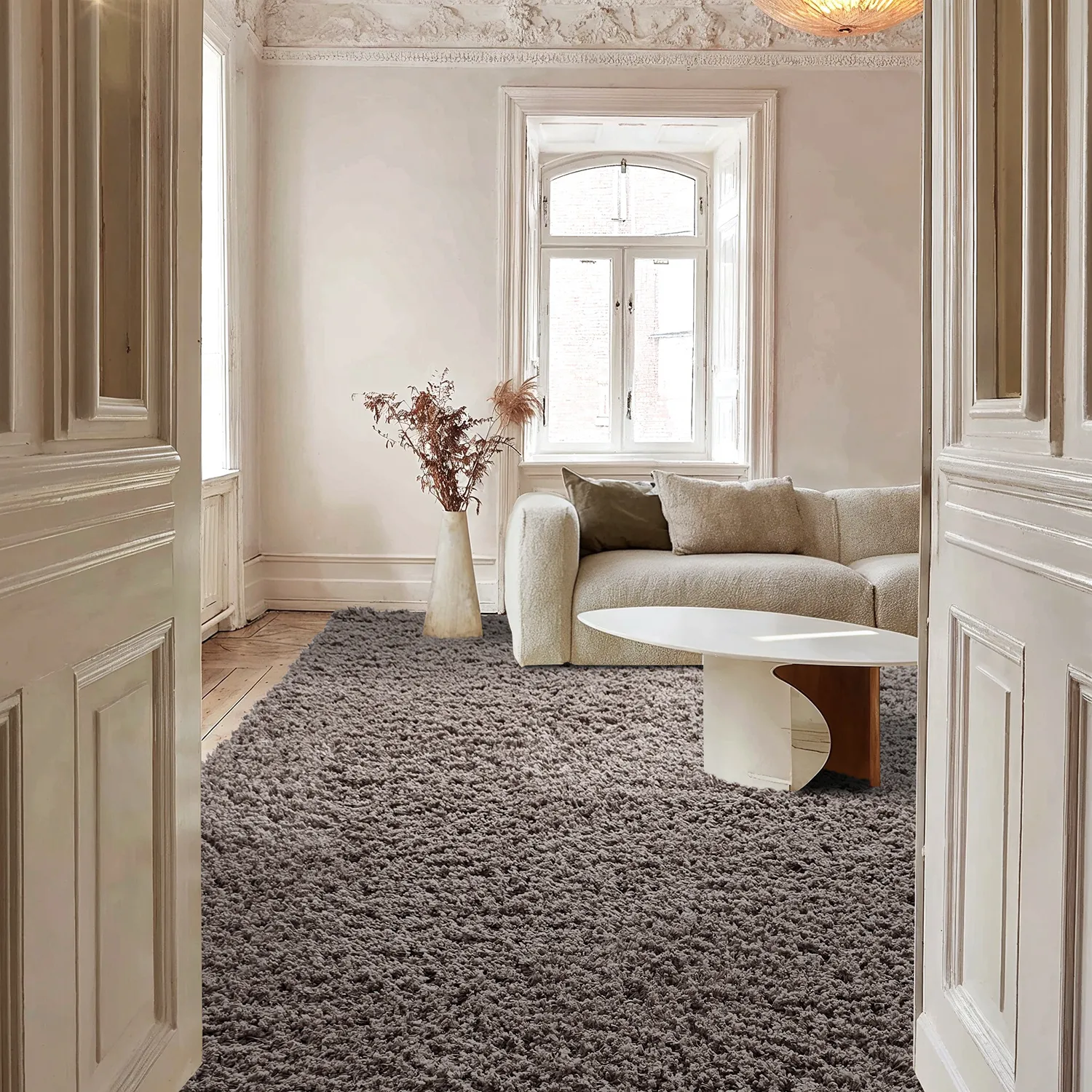 Ryatæpper - Combarro Solid Cotton Shaggy (taupe)