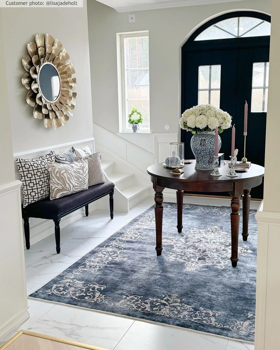 Wilton-tæppe - Santi (blå/beige)