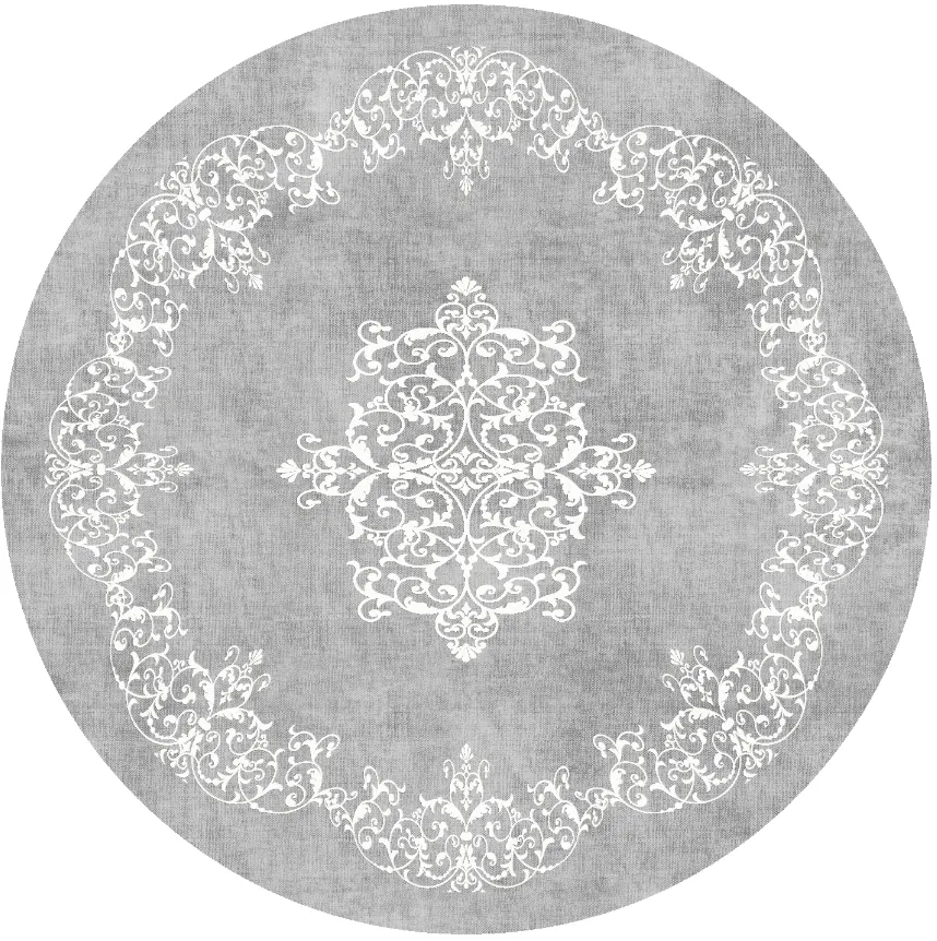 Rundt tæppe - Santi (grå/hvid)