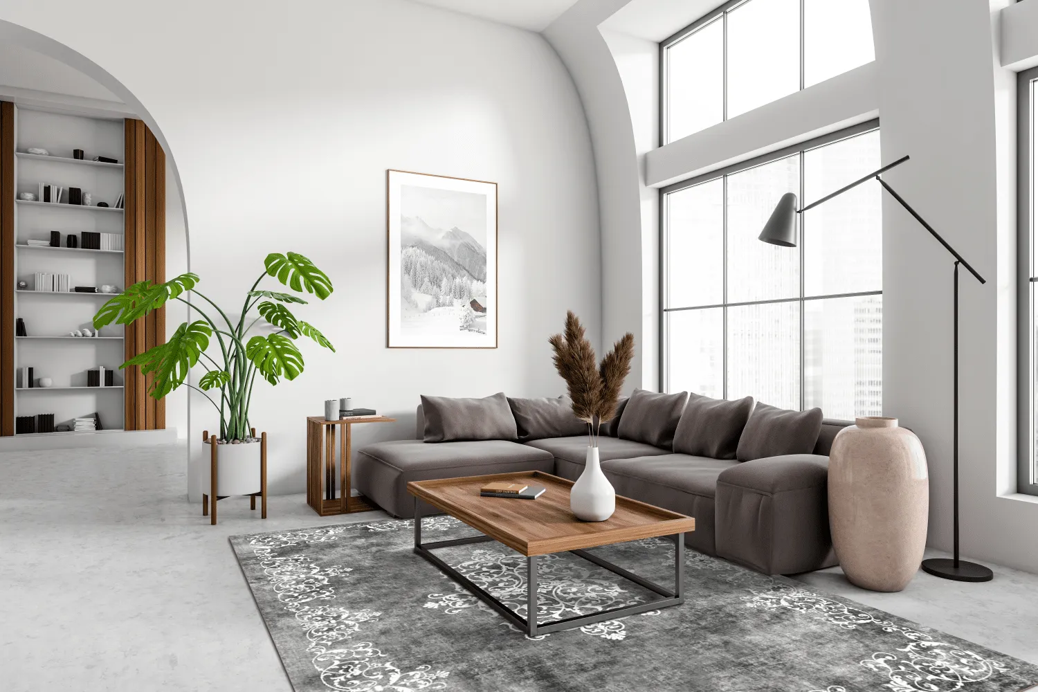 Wilton-tæppe - Santi (mørkgrå/hvid)