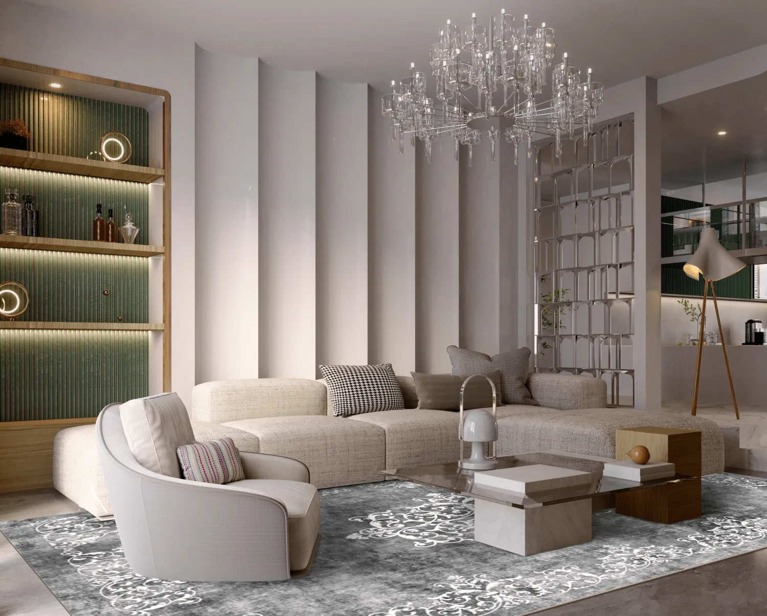 Wilton-tæppe - Santi (mørkgrå/hvid)