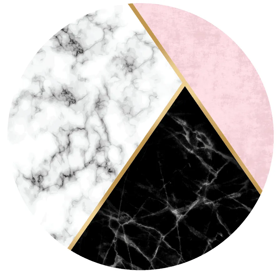 Rundt tæppe - Savino (sort/hvid/lyserød)