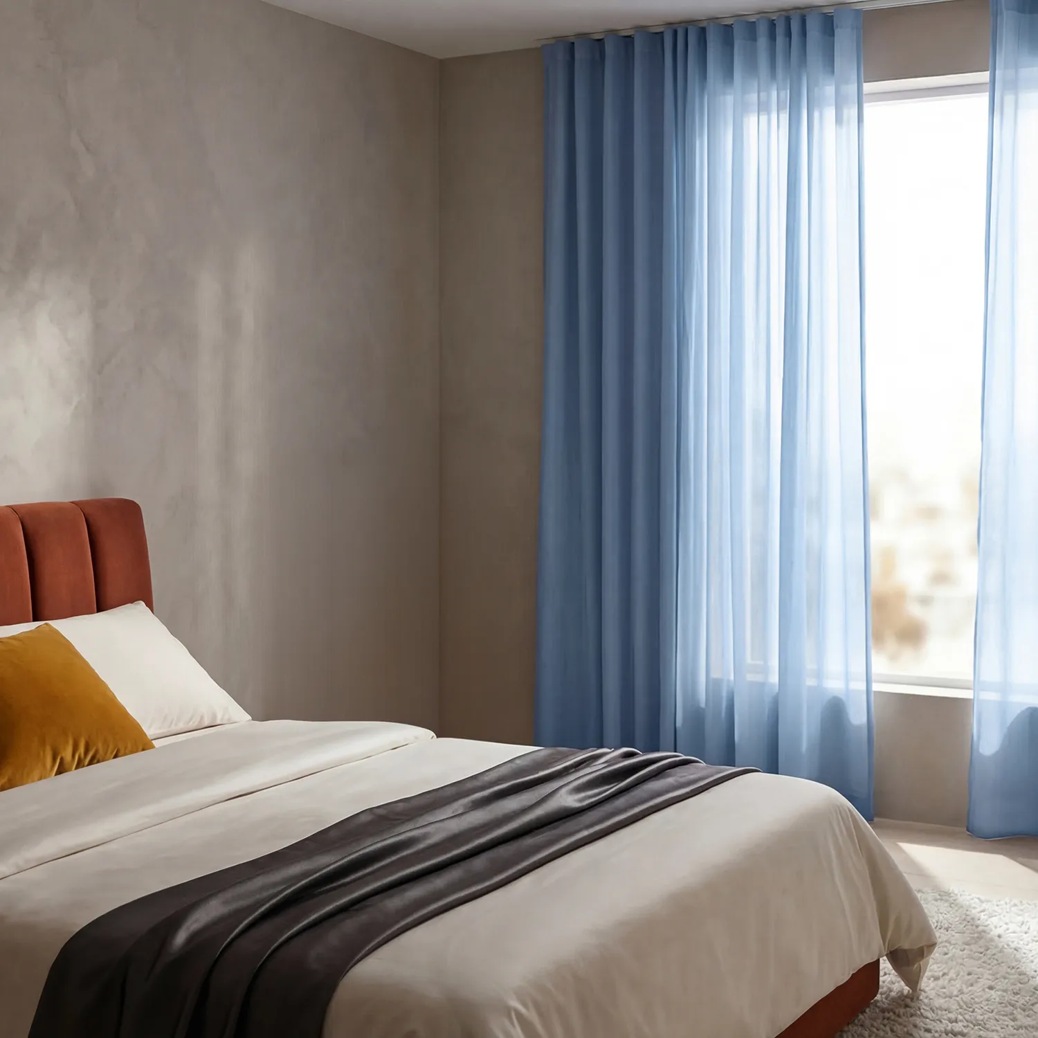 Gardiner 2-pak - Bomuldsgardiner Selena (blå)