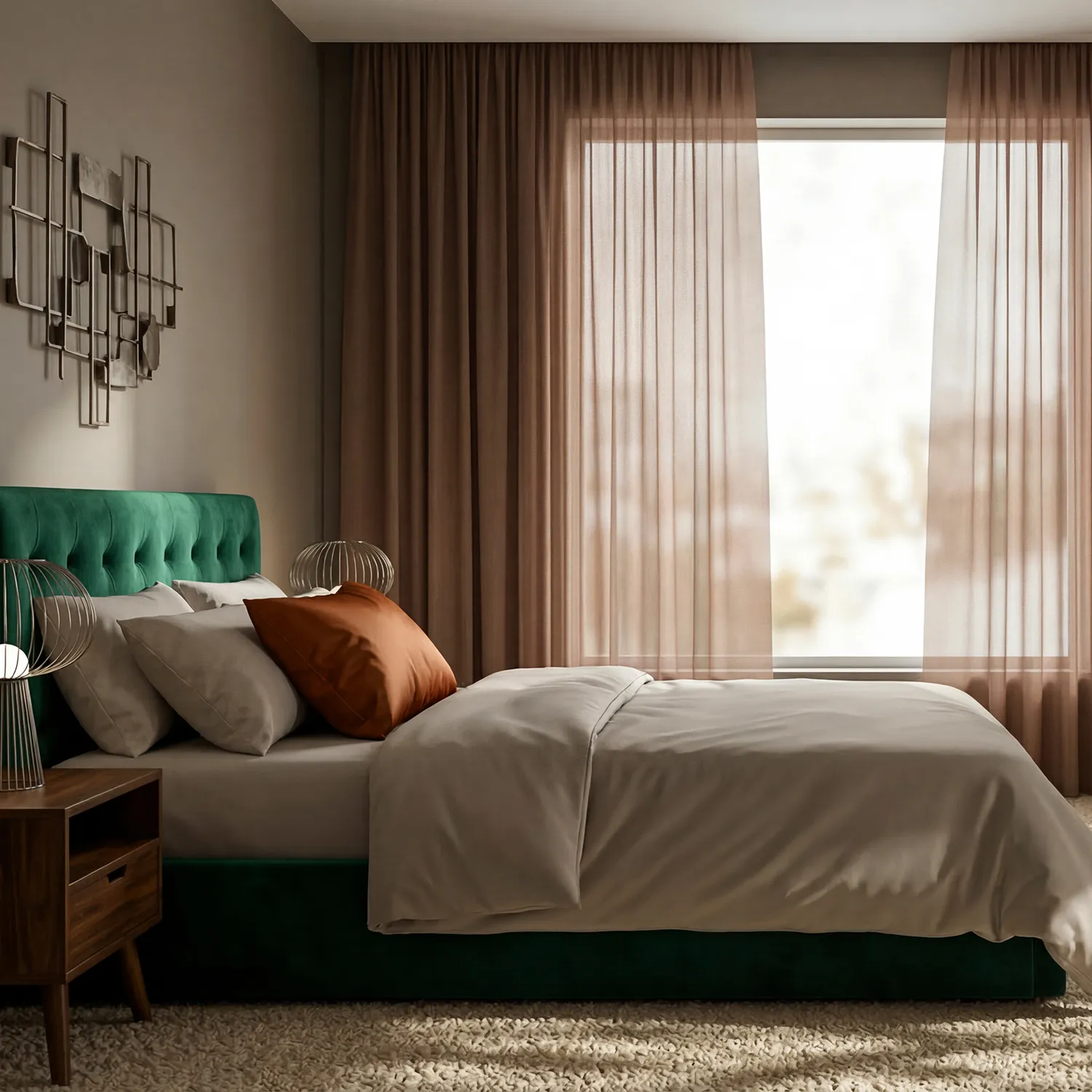 Gardiner 2-pak - Bomuldsgardiner Selena (mørkebrun)