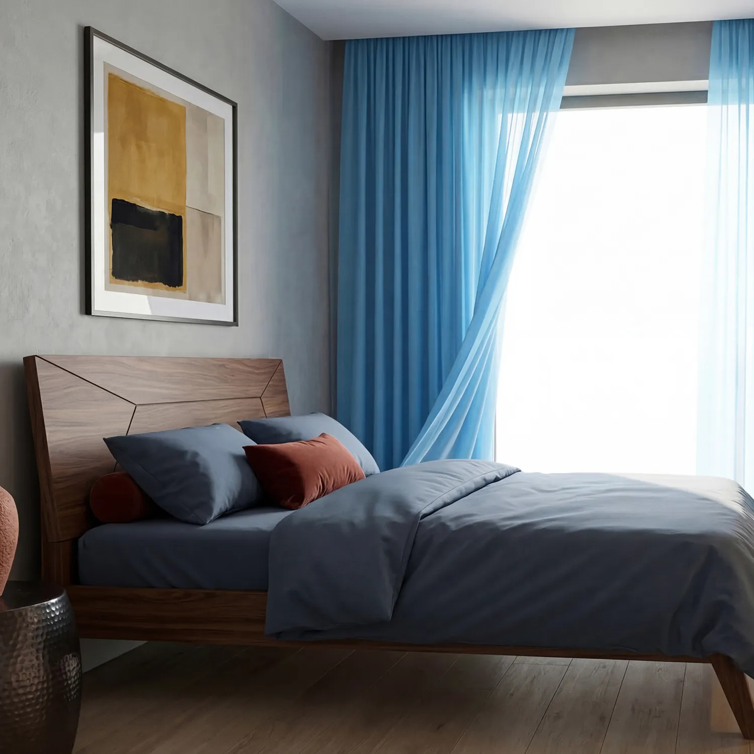 Gardiner 2-pak - Bomuldsgardiner Selena (turkis)