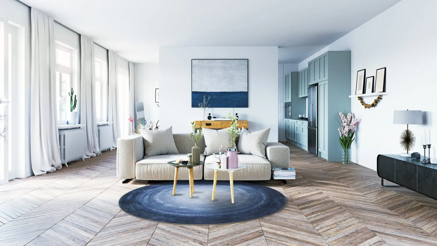 Rundt tæppe - Shade (blå)