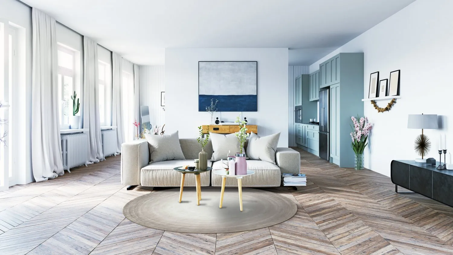 Rundt tæppe - Shade (beige/grå)