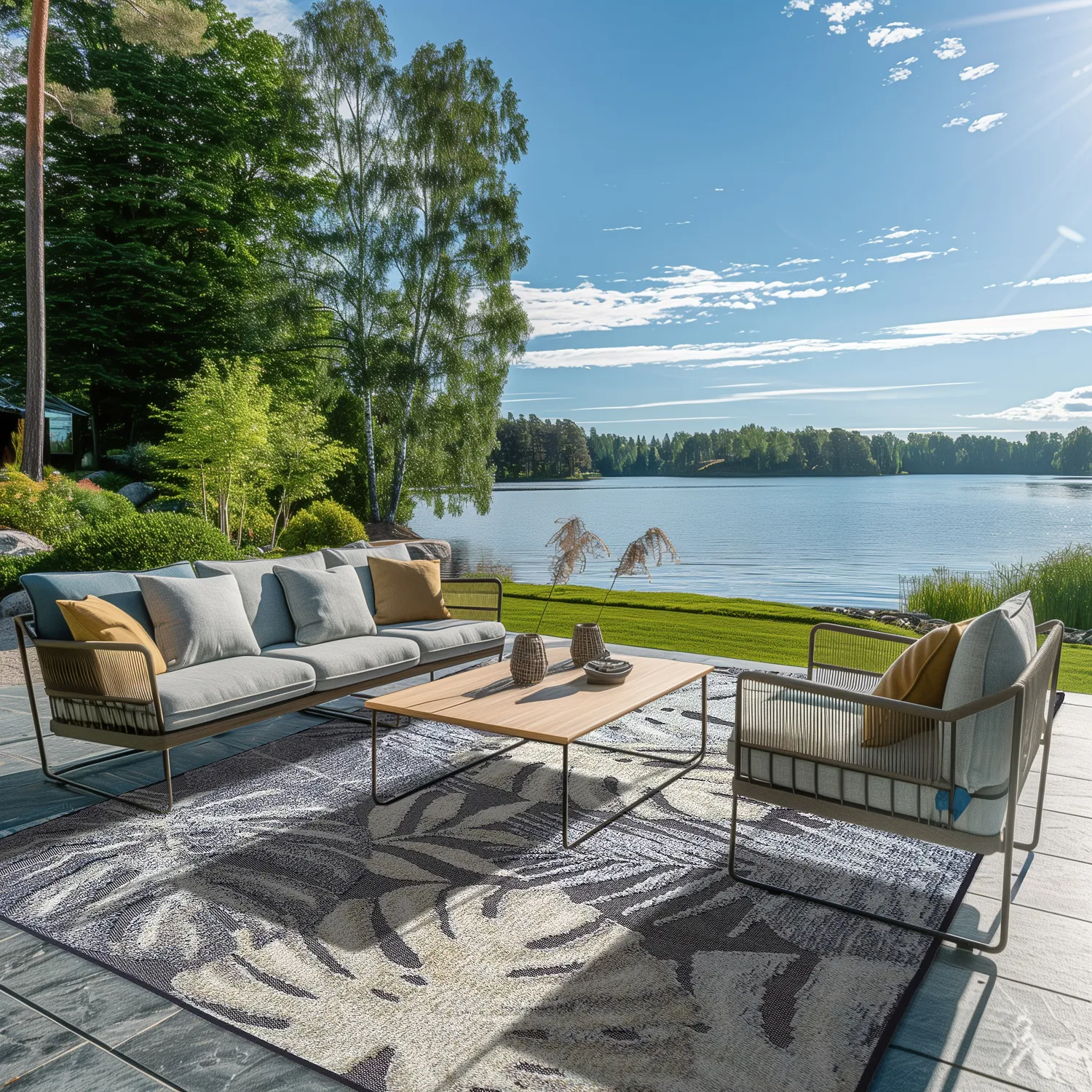 Tæpper til indendørs/udendørs brug - Maui (sort/multi)