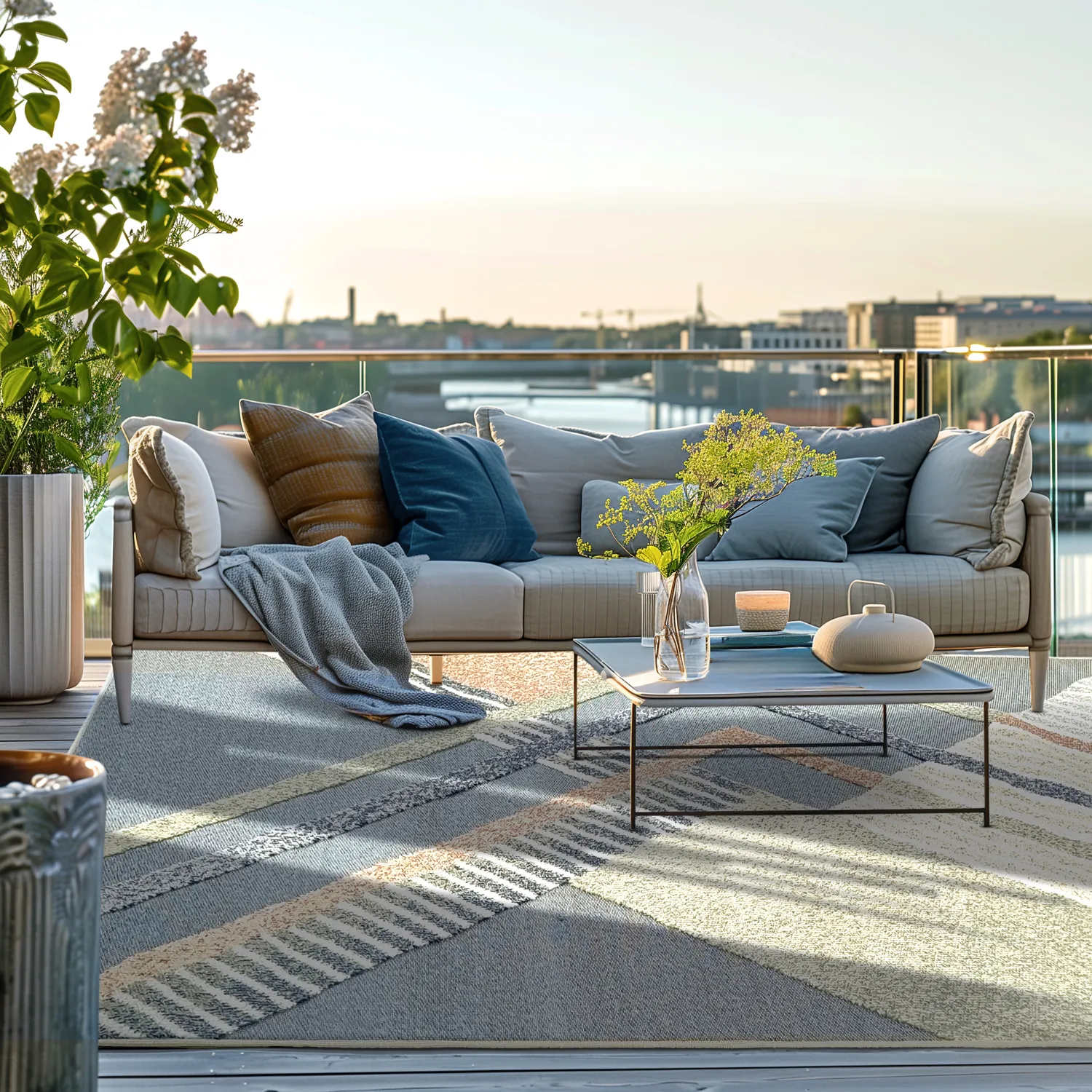 Tæpper til indendørs/udendørs brug - Trivia (blå/multi)