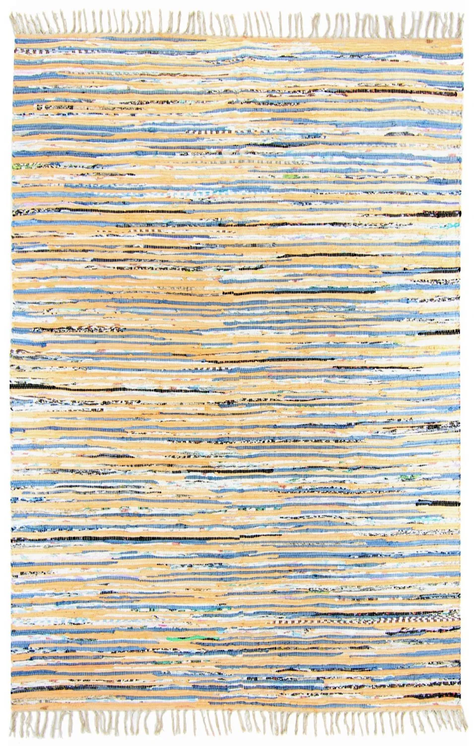 Kludetæppe - Delhi (beige/blå)