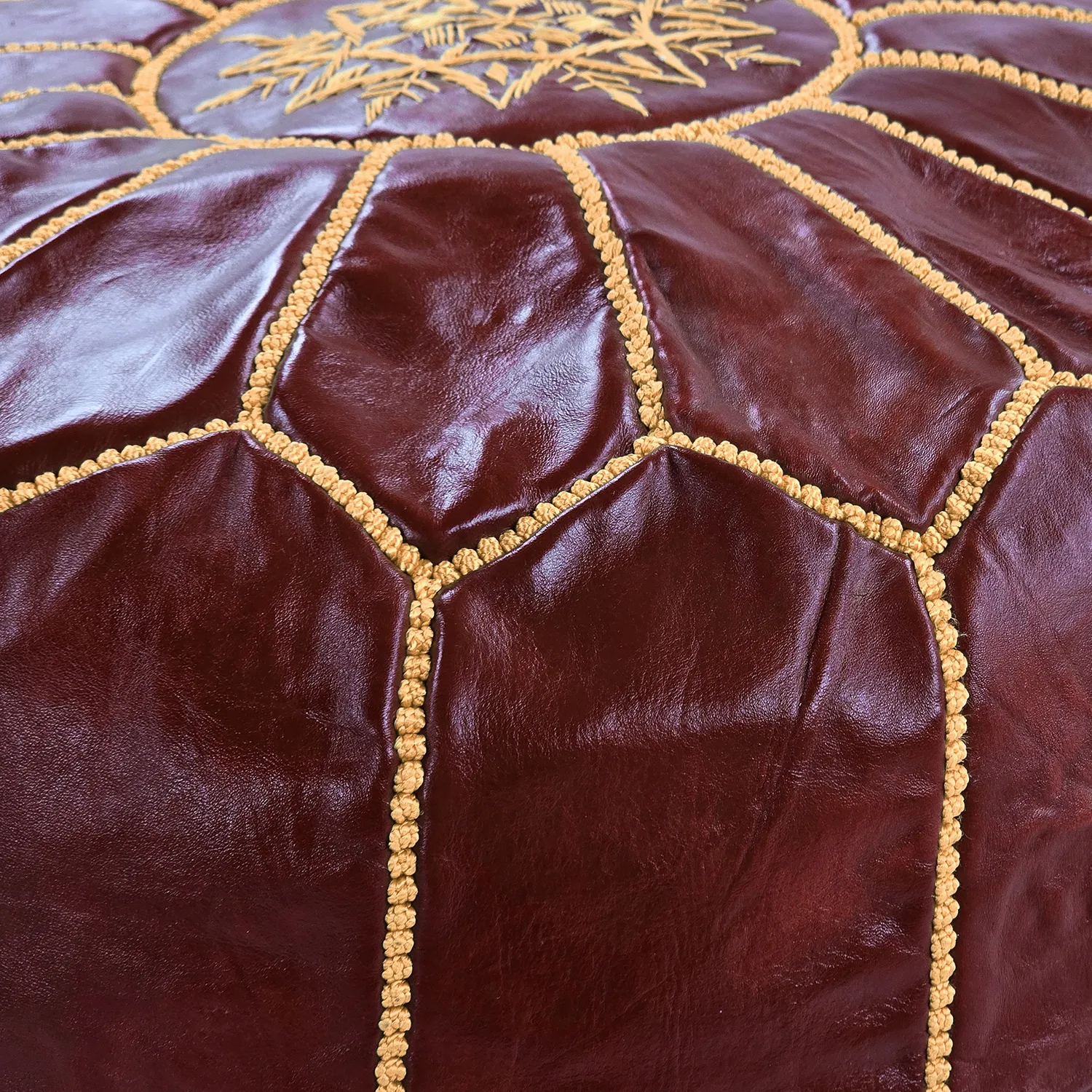 Puf - Marokkansk læder-puf (bordeaux)