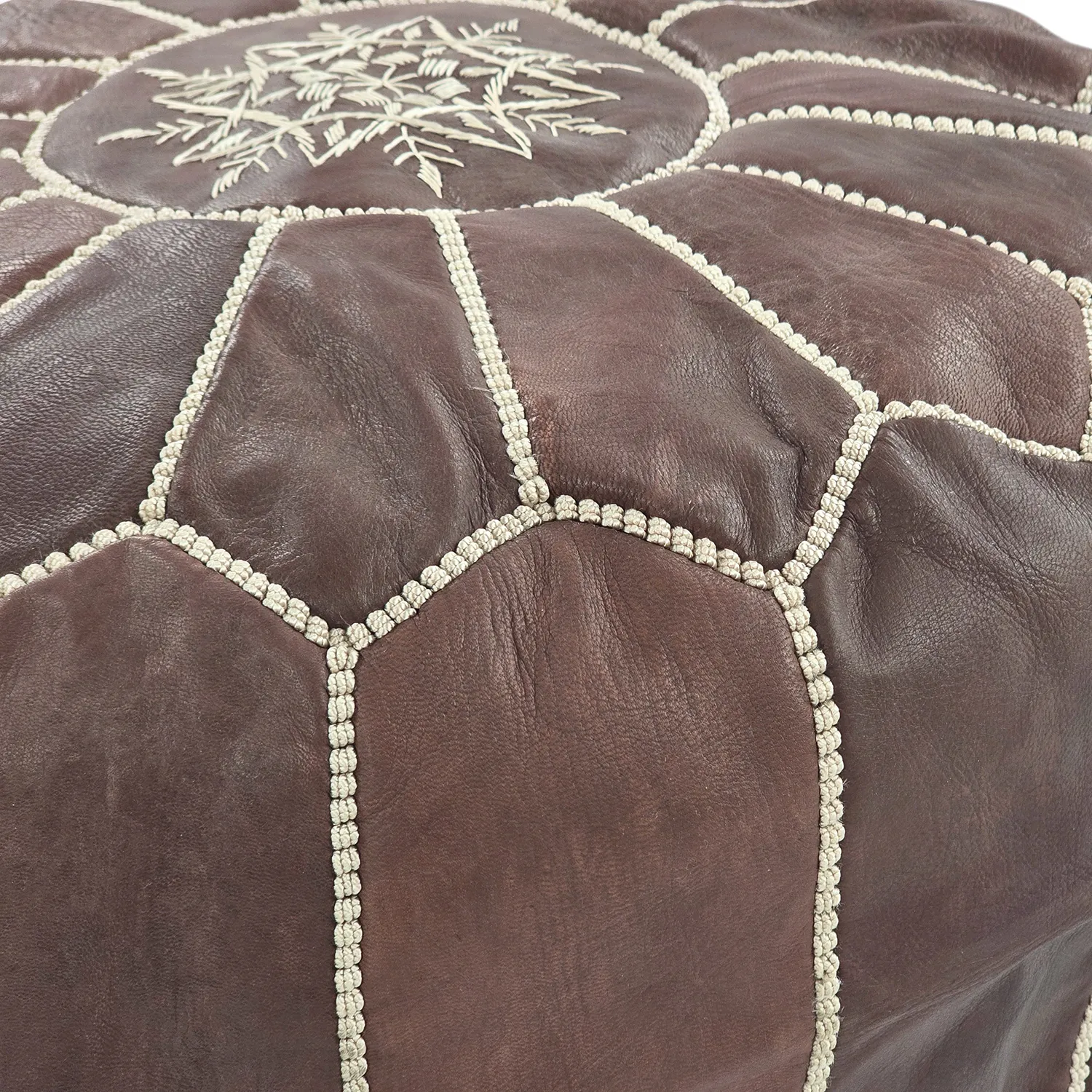 Puf - Marokkansk læder-puf (mørkebrun)