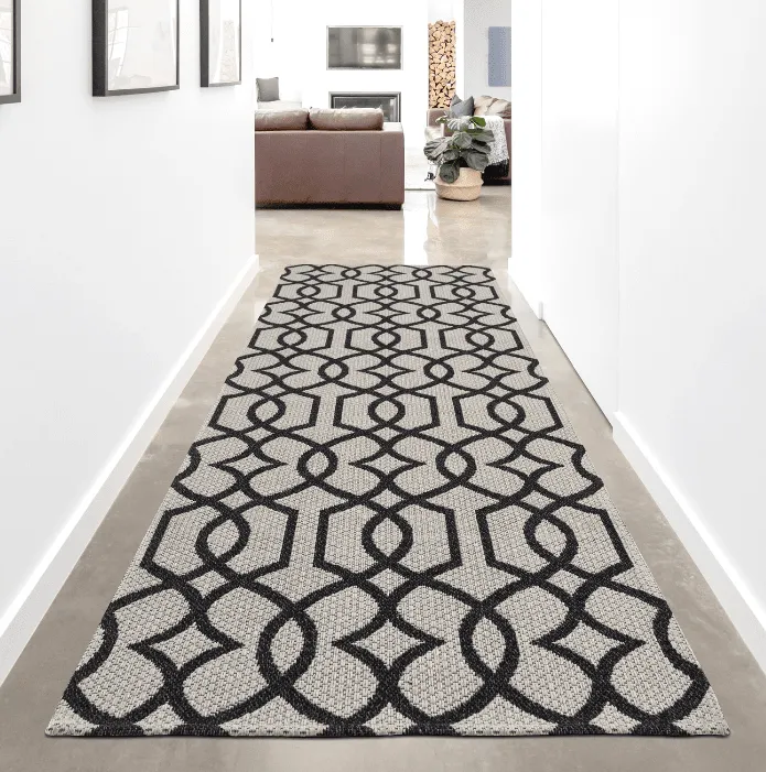 Bomuldstæppe - Kebira (grå/sort)