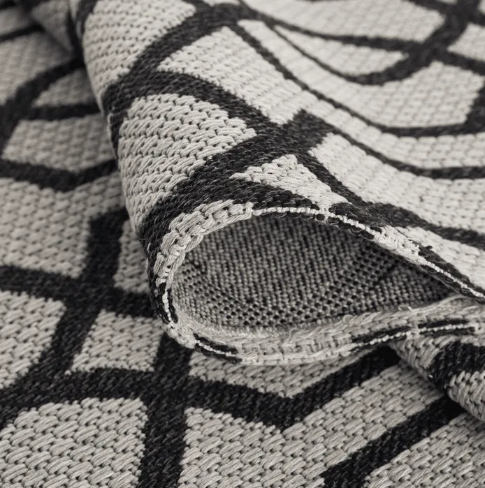 Bomuldstæppe - Kebira (grå/sort)