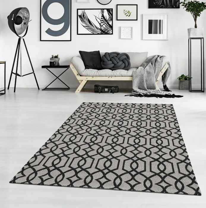 Bomuldstæppe - Kebira (grå/sort)