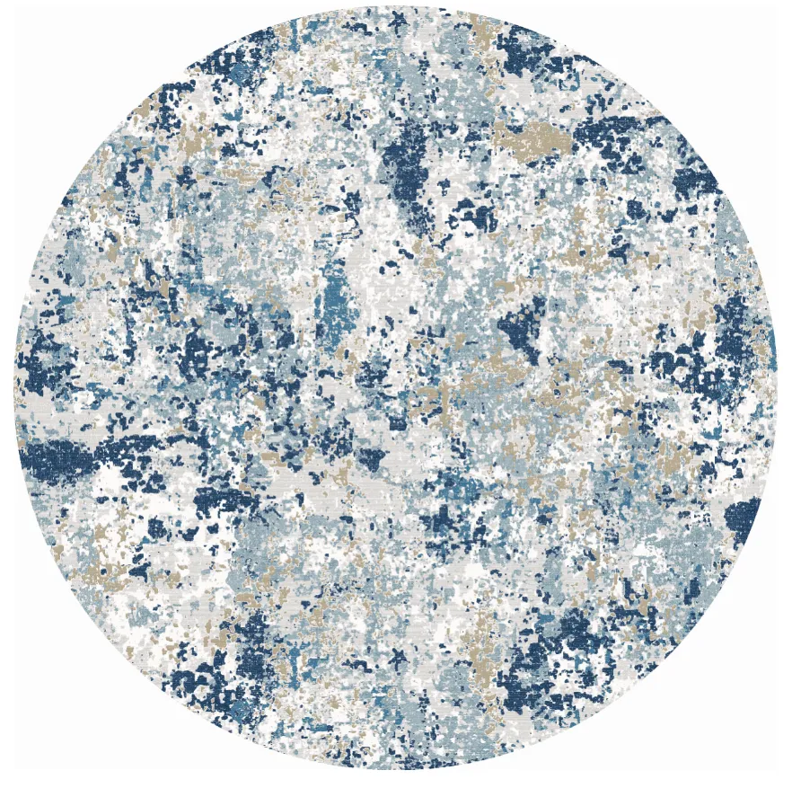 Rundt tæppe - Hiboun (blå)