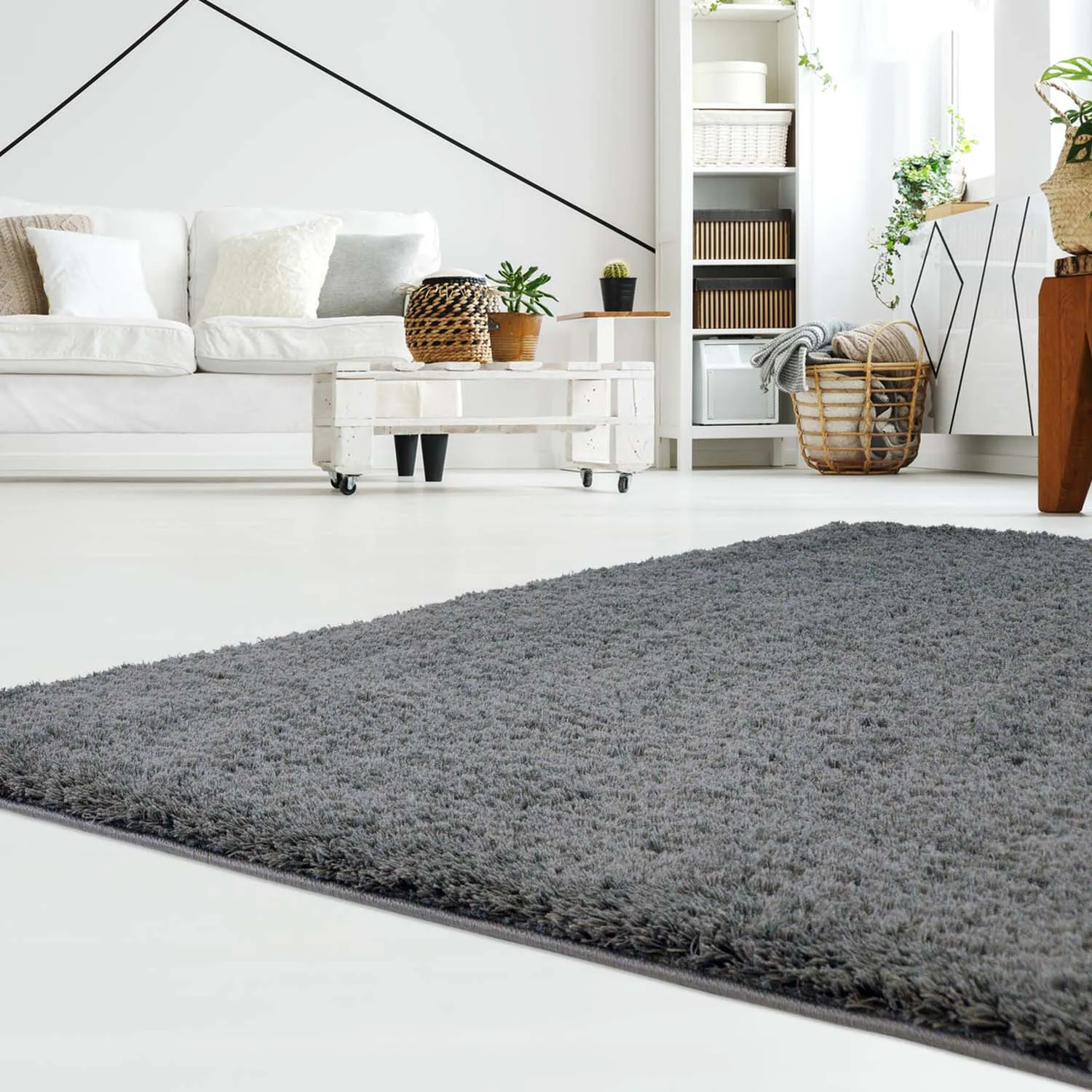 Ryatæpper - Soft Shine (Mørk grå)