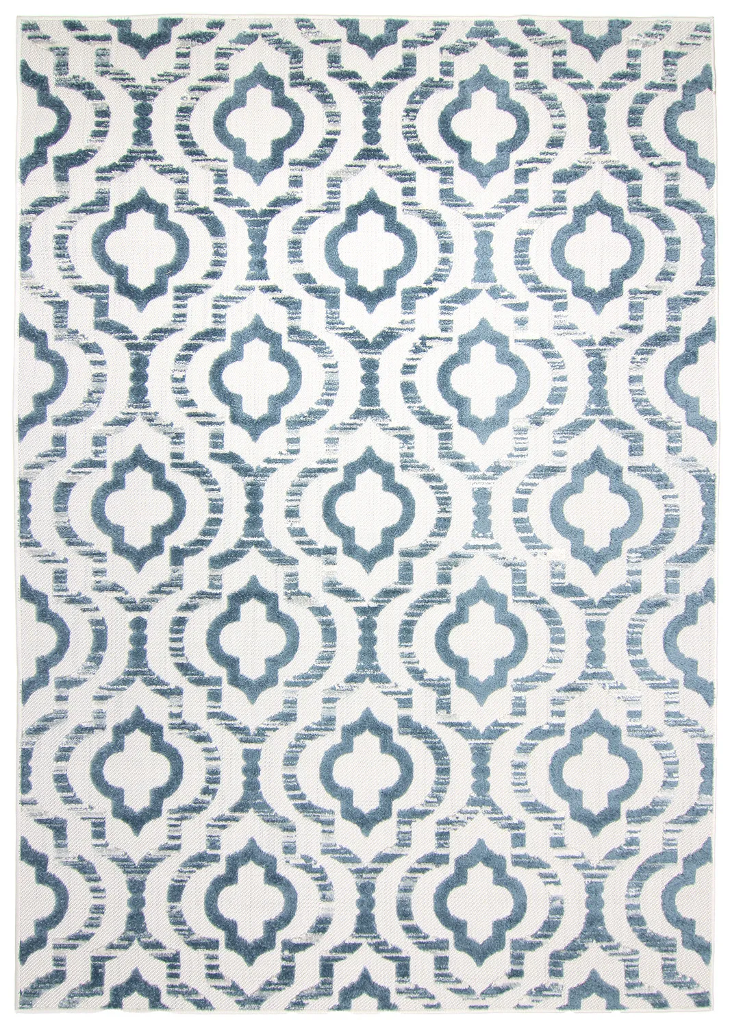 Shaggy Indoor-Outdoor - Trenton (hvid/blå)