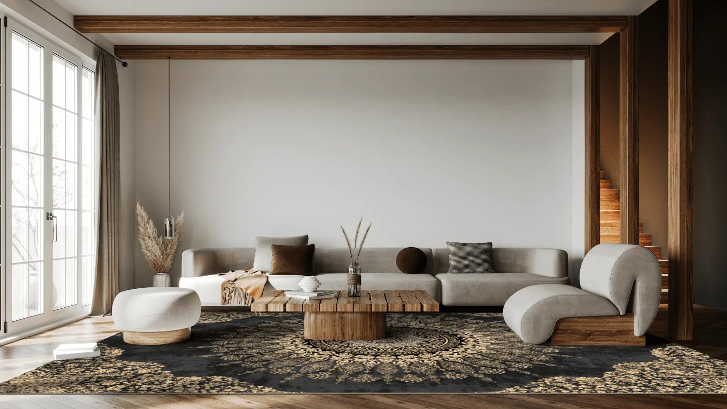 Wilton-tæppe - Sandrigo (sort/guld)