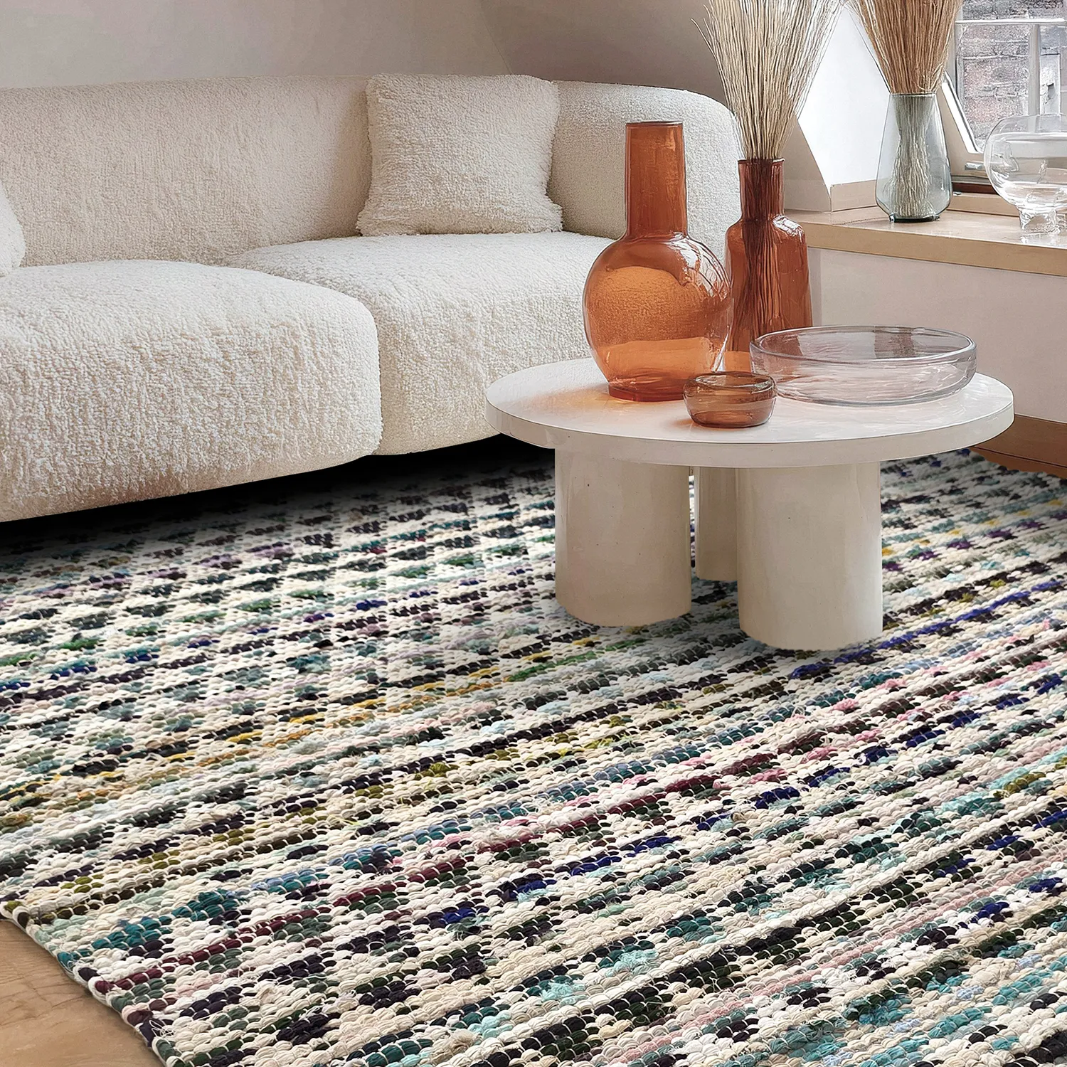 Kludetæppe - Lindby (blå/multi)