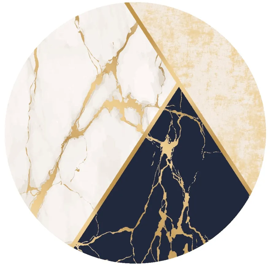 Rundt tæppe - Canelli (beige/hvid/blå)