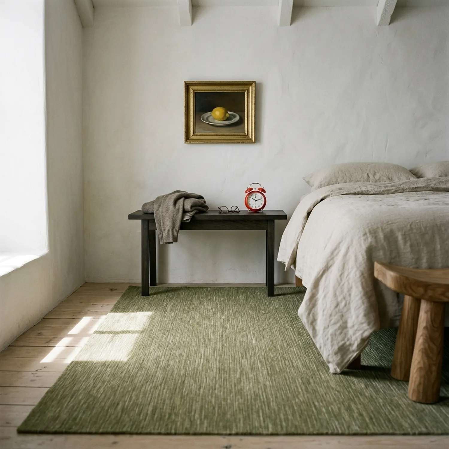 Uldtæppe - Charonne Flat Handloom Wool Premium (grøn)