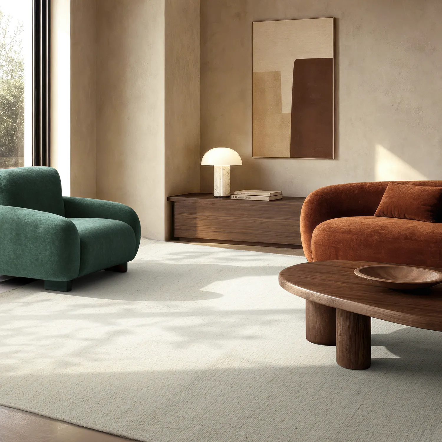 Uldtæppe - Charonne Flat Handloom Wool Premium (fløde)
