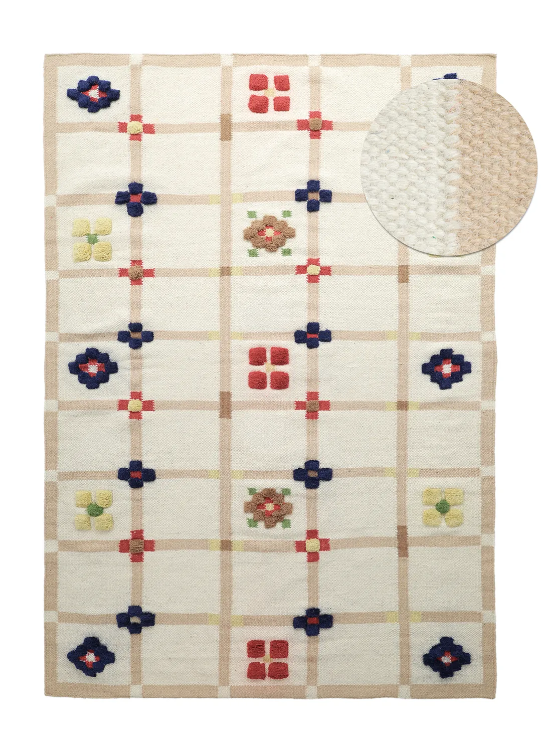 Uldtæppe - Lausanne Flatweave Tufted Premium (hvid/beige)