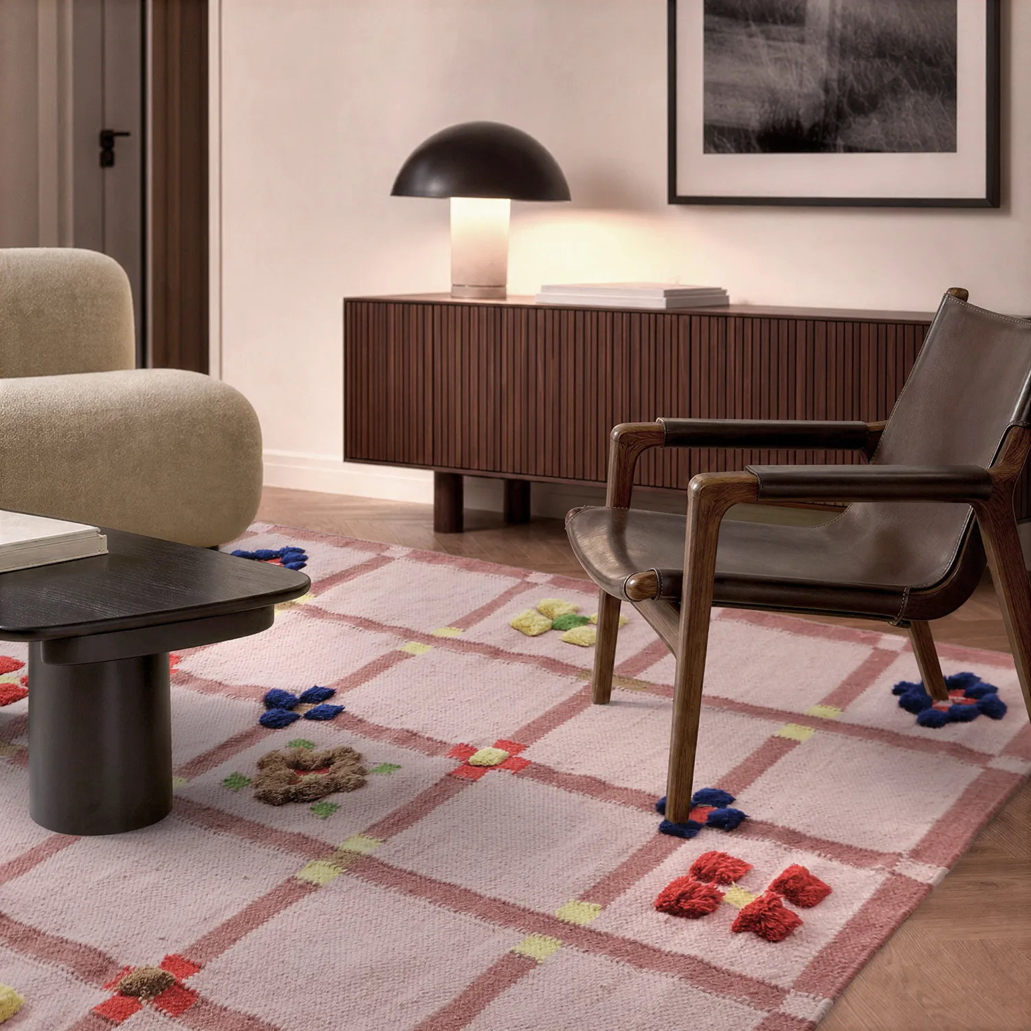 Uldtæppe - Lausanne Flatweave Tufted Premium (lyserød)