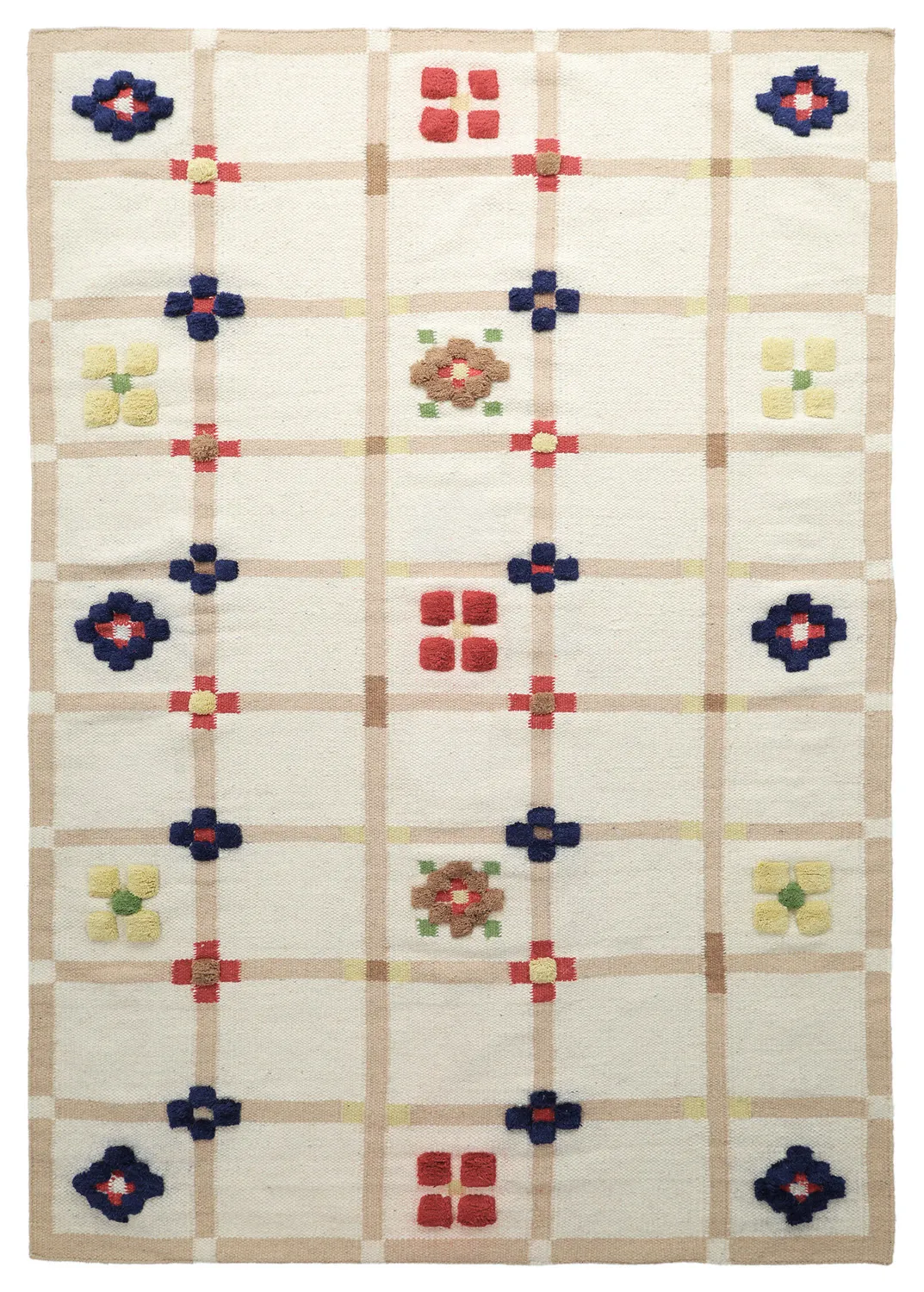 Uldtæppe - Lausanne Flatweave Tufted Premium (hvid/beige)