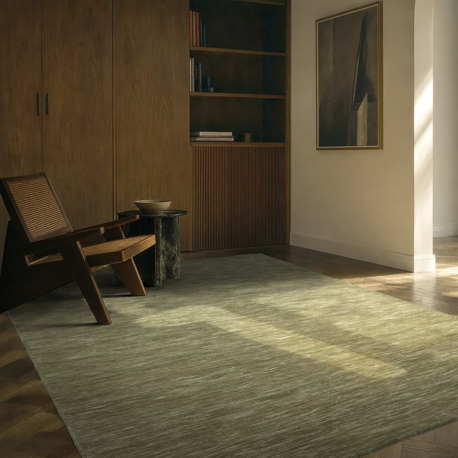 Uldtæppe - Charonne Flat Handloom Wool Premium (grøn)