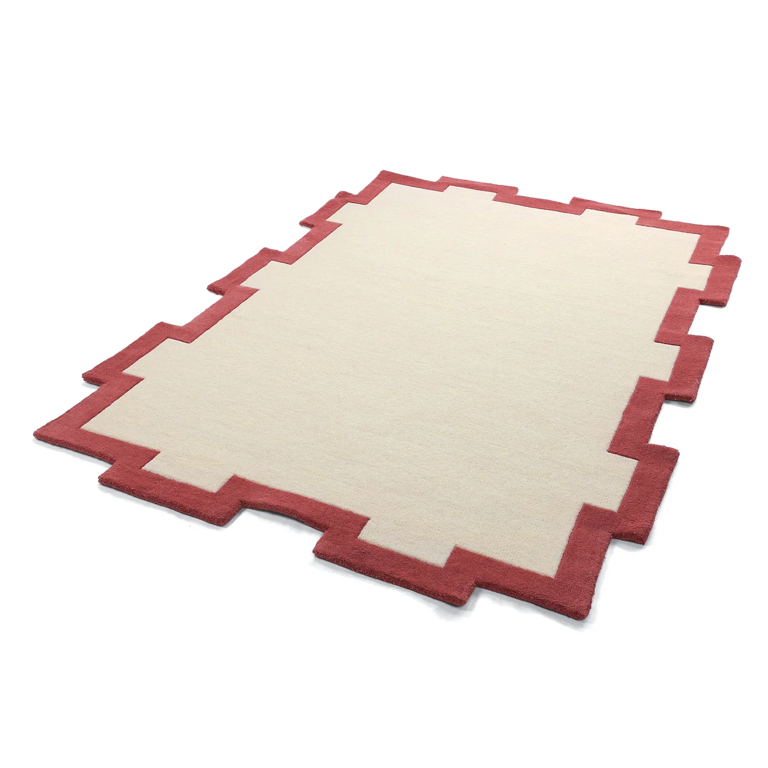 Uldtæppe - Agra Hand Tufted Wool Premium (creme/rød)