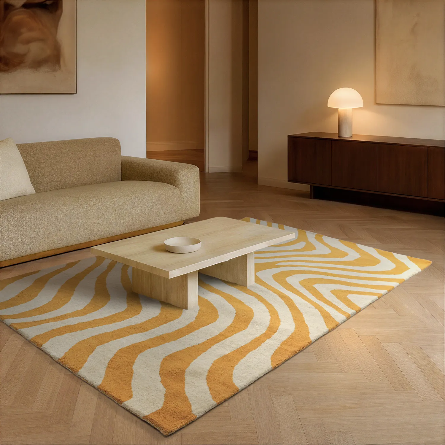 Uldtæppe - Aiz Hand Tufted Wool Premium (gul)