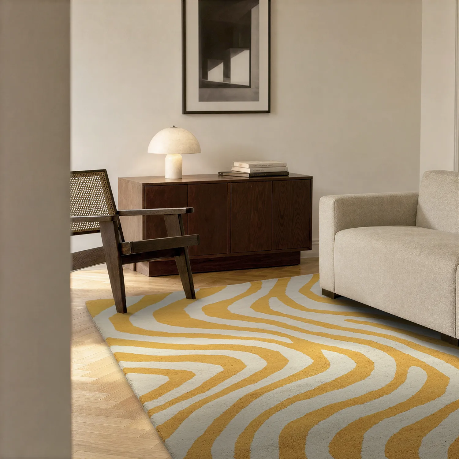 Uldtæppe - Aiz Hand Tufted Wool Premium (gul)