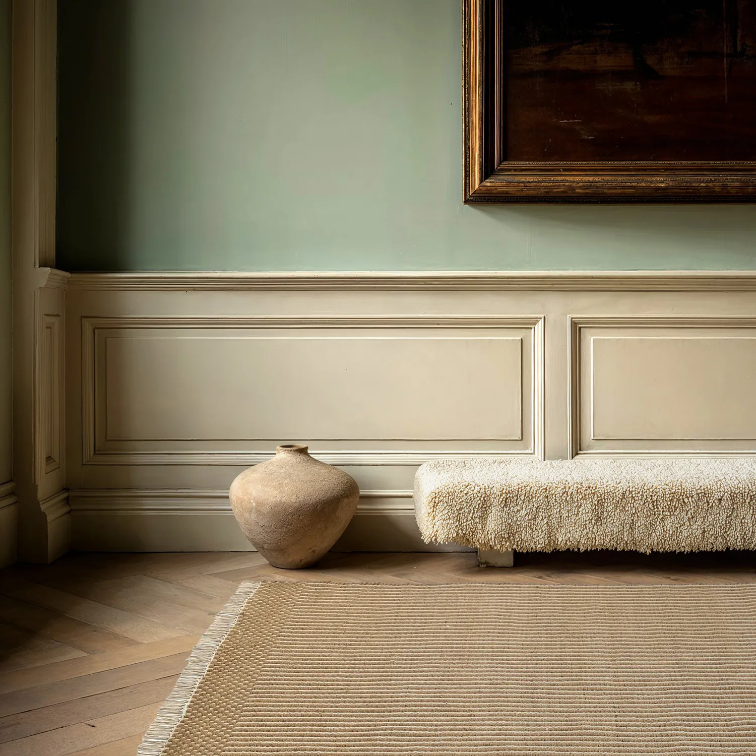 Uldtæppe - Arbil (beige/hvid)